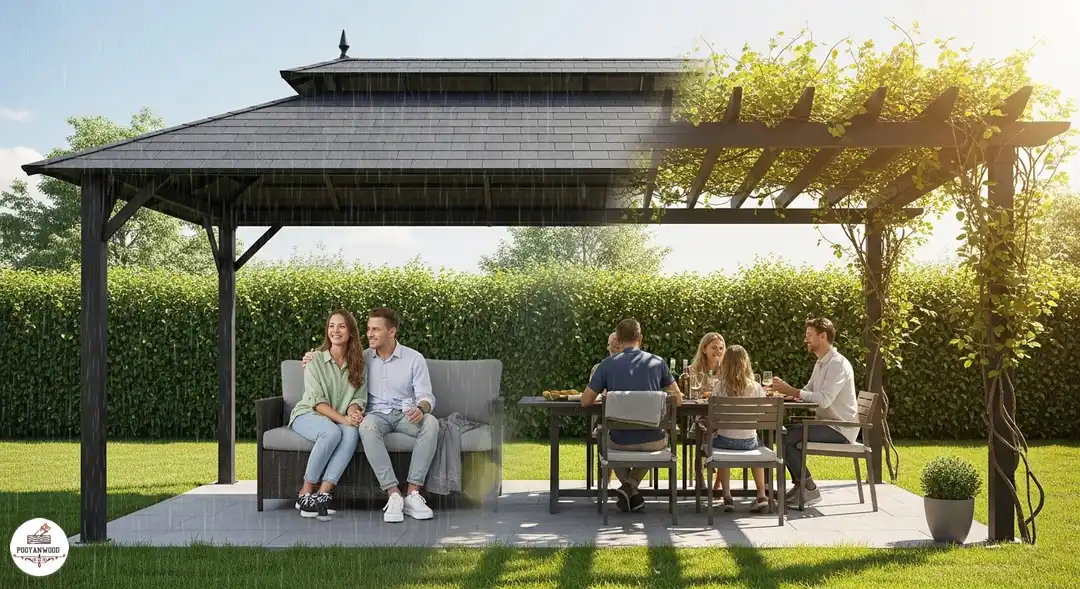 مقایسه کاربرد آلاچیق در باران و پرگولا در آفتاب