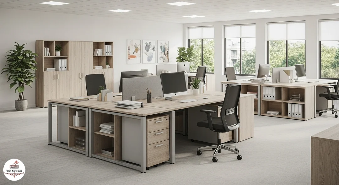 میزهای اداری ساخته شده از ام اف سی با روکش چوب