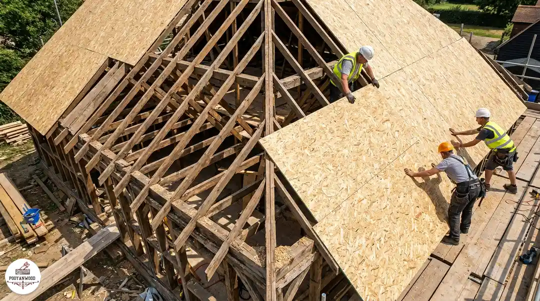 نصب ورق OSB روی خرپای چوبی سقف