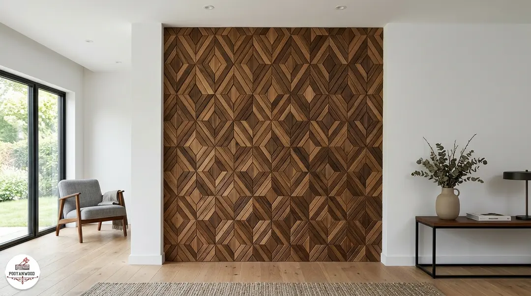 دیوار چوبی هندسی